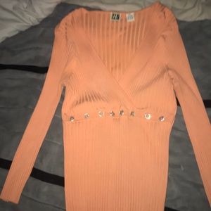 L/S orange w/rhinestones sweater